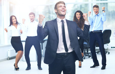 Portrait Of Happy Successful Business Group at office