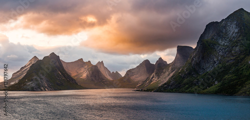Lofoten Evening Atmosphere, Moskenes, Reine, Norway Canvas Print