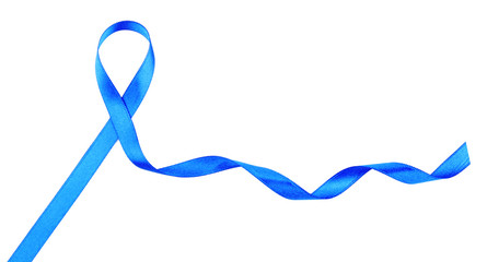 Wall Mural - Light blue ribbon on white background. Prostate cancer concept