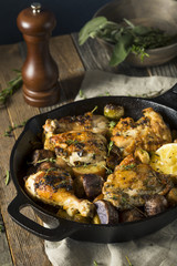 Canvas Print - Homemade Baked Chicken in a Skillet