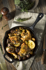 Canvas Print - Homemade Baked Chicken in a Skillet