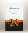 pretty wedding invitation with ribbon and bow.