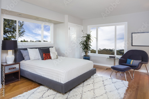 Modern Bedroom Interior With King Size Bed And Rug Buy