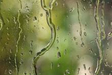 Glass Window And Rain Drop Background