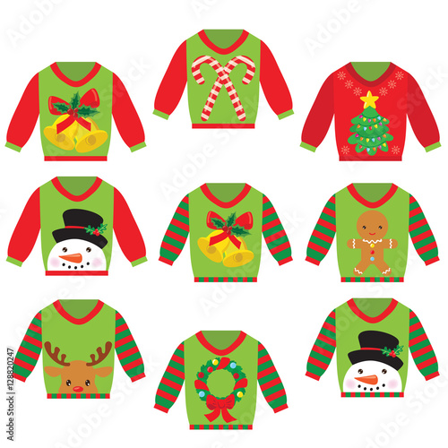 Ugly christmas sweater vector cartoon illustration , Acheter