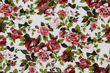 Wall Mural - Colorful Cotton fabric in vintage rose pattern for background or