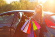 © vladstar - Smiling Caucasian woman putting her shopping bags into the car