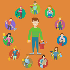 Wall Mural - Cleaning Service Concept Vector in Flat Design