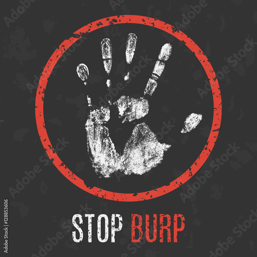 Fotografia, Obraz Vector illustration. The bad character traits. Stop burp.