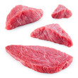 Beef. Raw fresh pieces of meat isolated on white background. Col