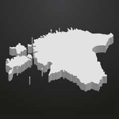 Poster - Estonia map in gray on a black background 3d