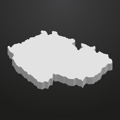 Poster - Czech Republic map in gray on a black background 3d