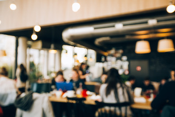 Blurred background people in co working office