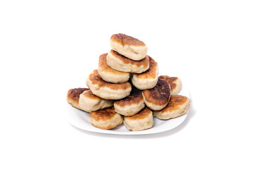 fried pies with potatoes on a white background