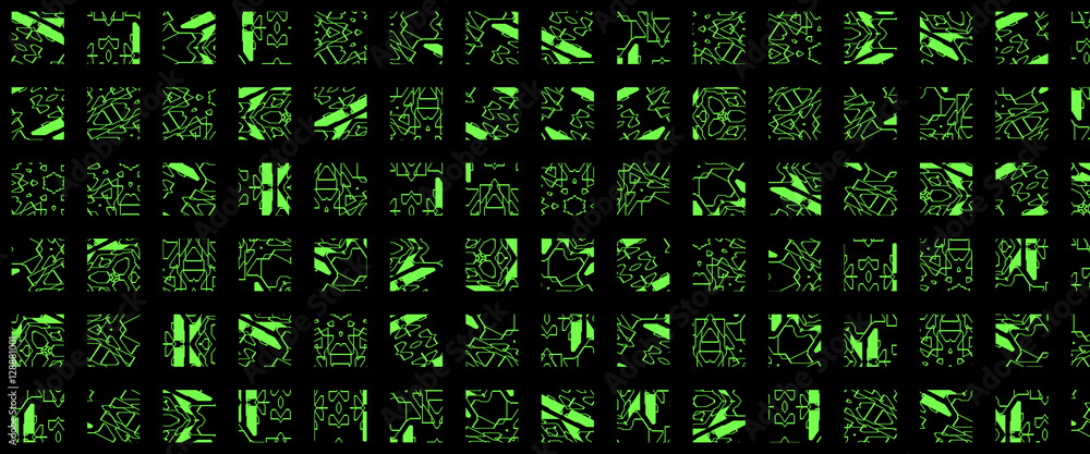 Complex line of alien hieroglyphs symbols isolated on black background ...