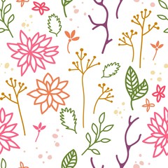 Aufkleber - Elegant Decorative Background with Leaves and Flowers