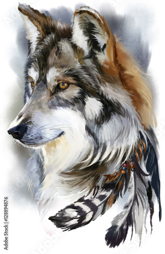 Dekoracja na wymiar  akwarela-malarstwo-wilka