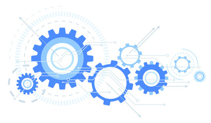 Wall Mural - Linked cogwheel & circuits design