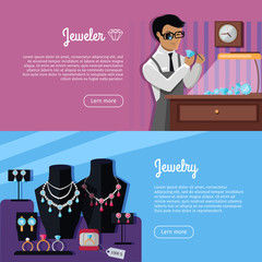 Wall Mural - Set of Jewelry Concept Vector Web Banners 