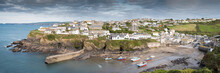 Panoramic View Of The Picturesque Fishing Village Port Isaac In Northern Cornwall.