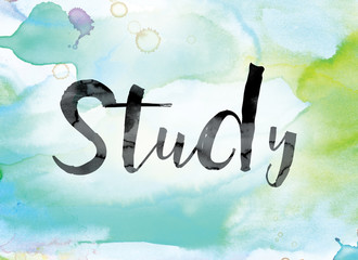 Poster - Study Colorful Watercolor and Ink Word Art