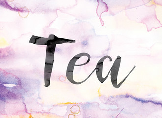 Wall Mural - Tea Colorful Watercolor and Ink Word Art