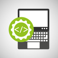 laptop technology coding web icon vector illustration eps 10