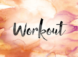 Wall Mural - Workout Colorful Watercolor and Ink Word Art