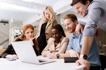 Group of business people working in office