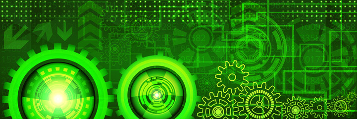 Banner with futuristic technology concept design of green and yellow shades