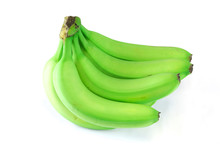 Green Bananas On White Background