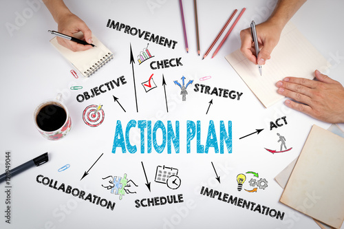 Cuadros en Lienzo Action Plan Concept. The meeting at the white office table