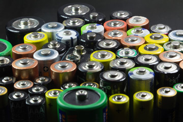 Wall Mural - Batteries of different types and colors