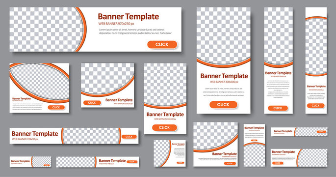Templates web banners in standard sizes with space for photo