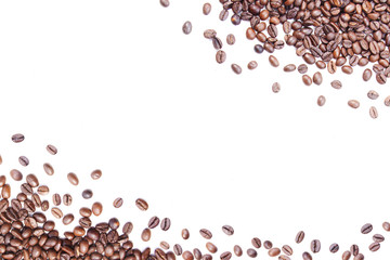 White background with coffee beans