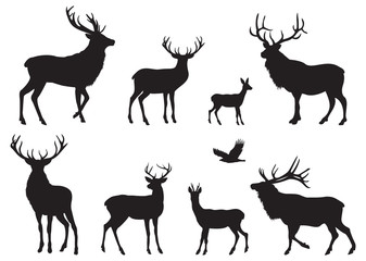 Deer collection vector silhouette