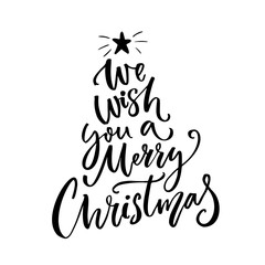 Wall Mural - We wish you a Merry Christmas typography. Greeting card text. Brush vector for gift tags and overlays