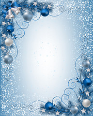 christmas background with fir branch border and decoration