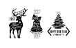 © sergeygerasimov - Vector illustration vintage style new year stump collection in black and white.