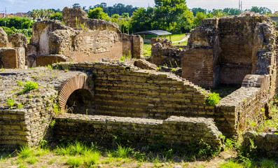 View of the archaeological ruins ancient Roman town Velia an ancient city of Magna Grecia, Campania. Italy