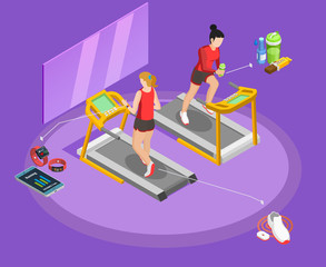 Wall Mural - Healthy Lifestyle Isometric Template