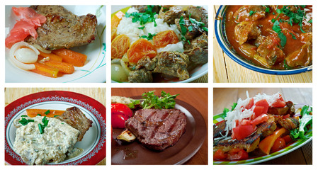 Poster - set of different  beef  meat .