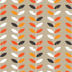 Aufkleber - Floral pattern with distressed look twigs and leaves.