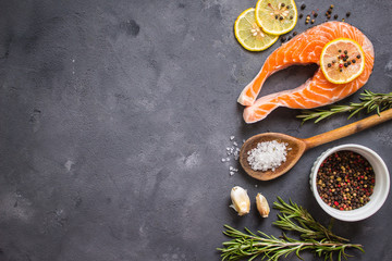 Wall Mural - Raw salmon steak ready to cook