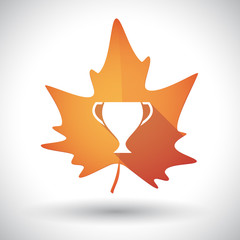 Poster - Isolated orange leaf with  an award cup