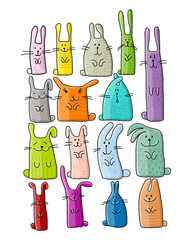 Poster - Funny rabbits collection for your design