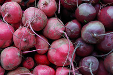 Red And Purple  Beets Piled For Market Close-up