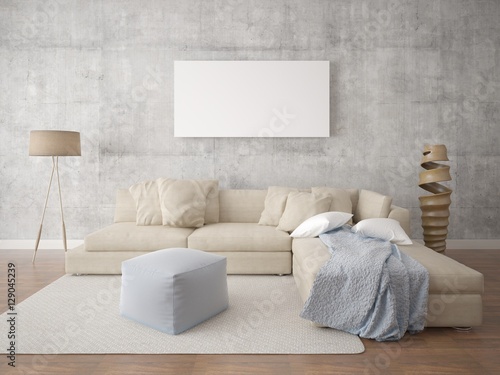Foto Mock up poster stylish living room with a floor lamp epotazhnym.