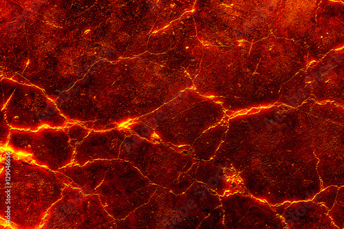Cuadros en Lienzo heat red cracked ground texture after eruption volcano