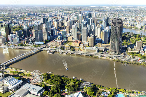 Brisbane Cbd Cityscape And 1 William Street With South Bank And